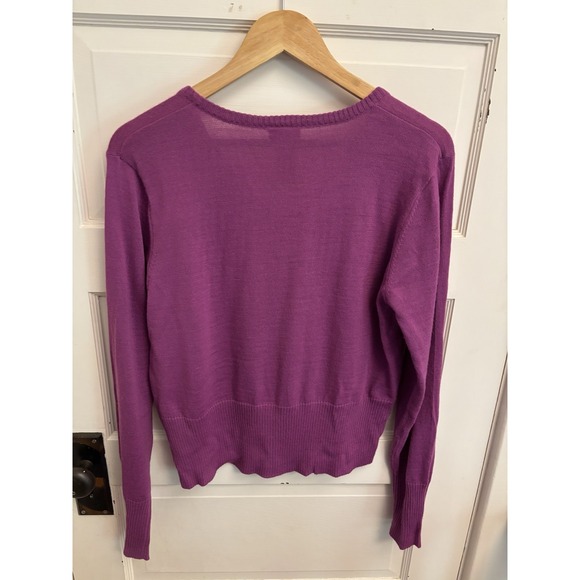 CLC Vintage 90s‎ Women's Purple Wool Blend Sweater Embroidered Beaded Size Large - Picture 6 of 6